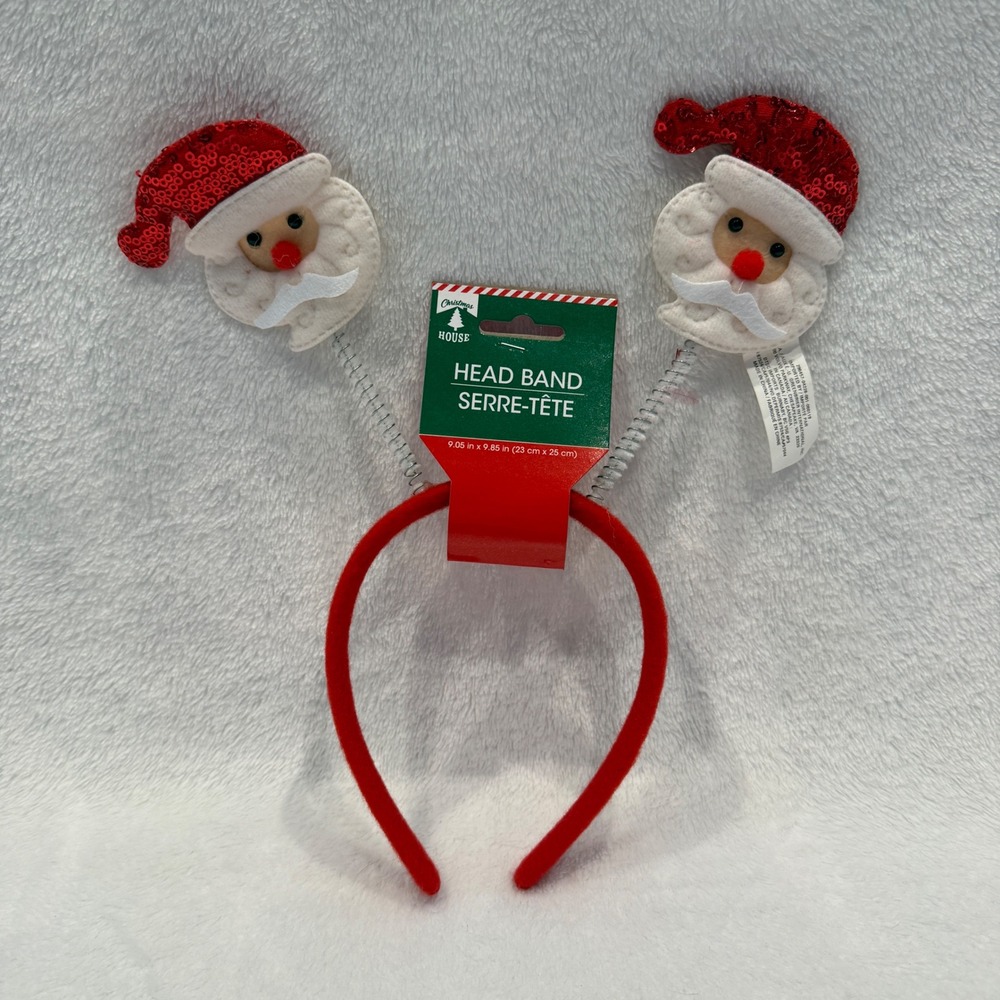 Christmas House Santa Claus Bopper Headband‎ Red Sequin Holiday Accessory Kids